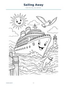 A coloring page: sailing away
